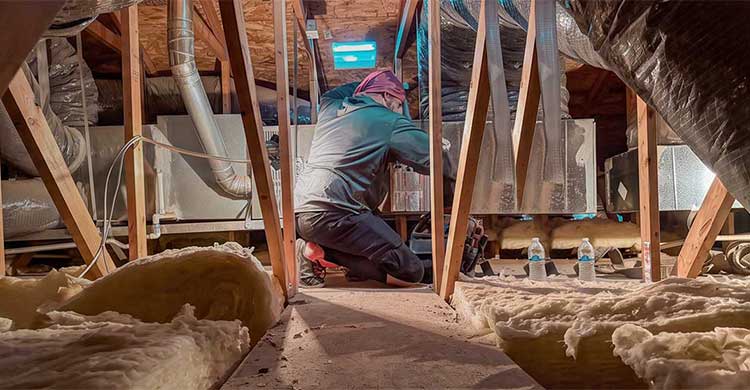 Lincoln Air and Plumbing technician performs ductwork replacement